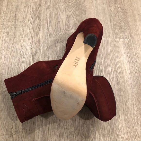 ABEL MUNOZ Zeminar Burgundy Suede Heel Ankle Boots Size 37 - Picture 6 of 8